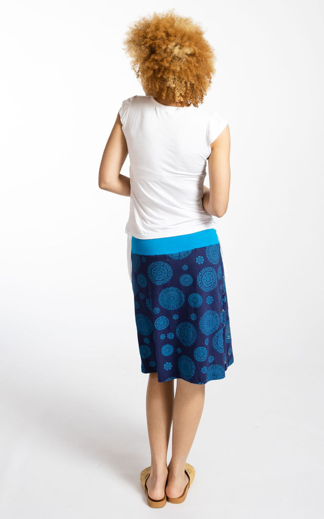 Surya Australia Ethical Stretch Cotton Printed Skirts made in Nepal - Blue