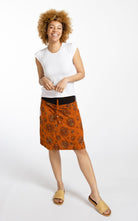 Surya Australia Ethical Stretch Cotton Printed Skirts made in Nepal - Orange