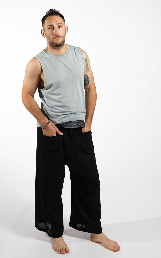 Surya Australia Cotton Thai Fisherman Pants from Nepal - Black