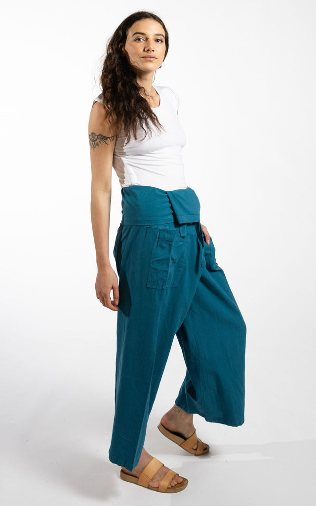 Surya Australia Cotton Thai Fisherman Pants made in Nepal - Turquosie