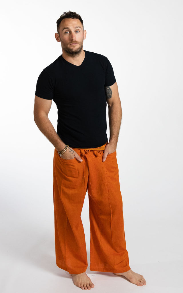 Surya Australia Cotton Fisherman Pants for men from Nepal - Orange