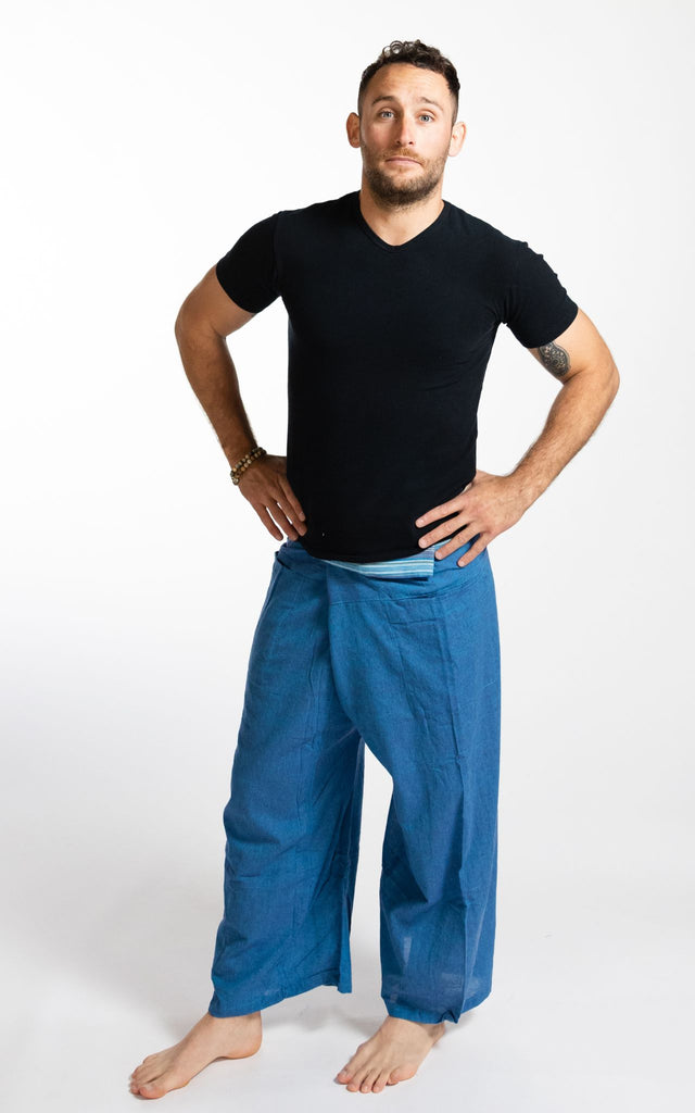 Surya Australia Cotton Thai Fisherman Pants from Nepal - Blue