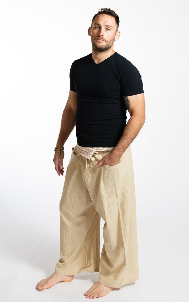 Surya Australia Cotton Thai Fisherman Pants from Nepal - Natural