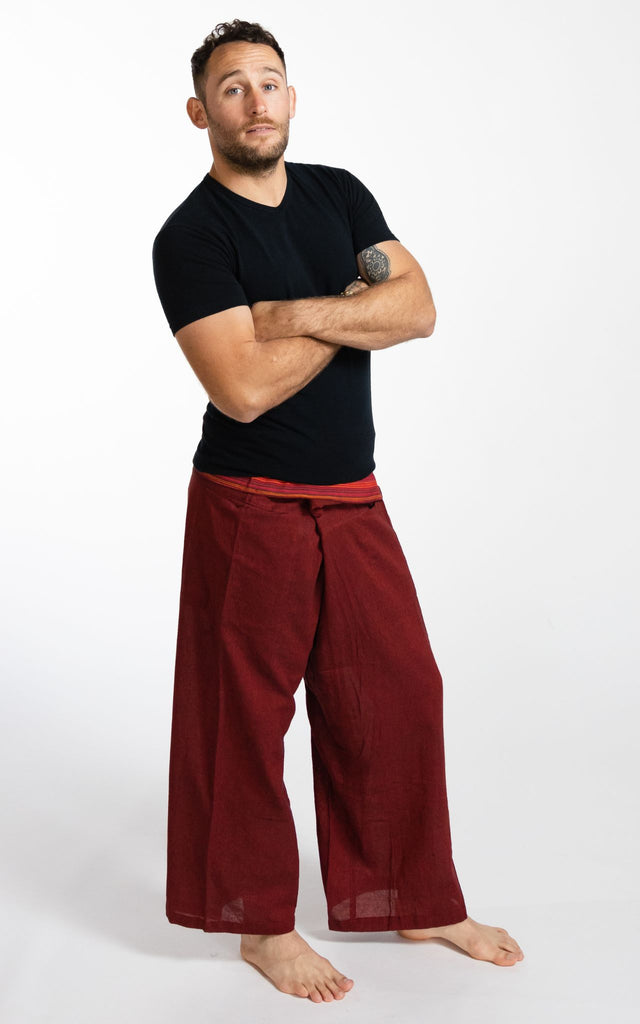 Surya Australia Cotton Fisherman Pants for men from Nepal - Maroon