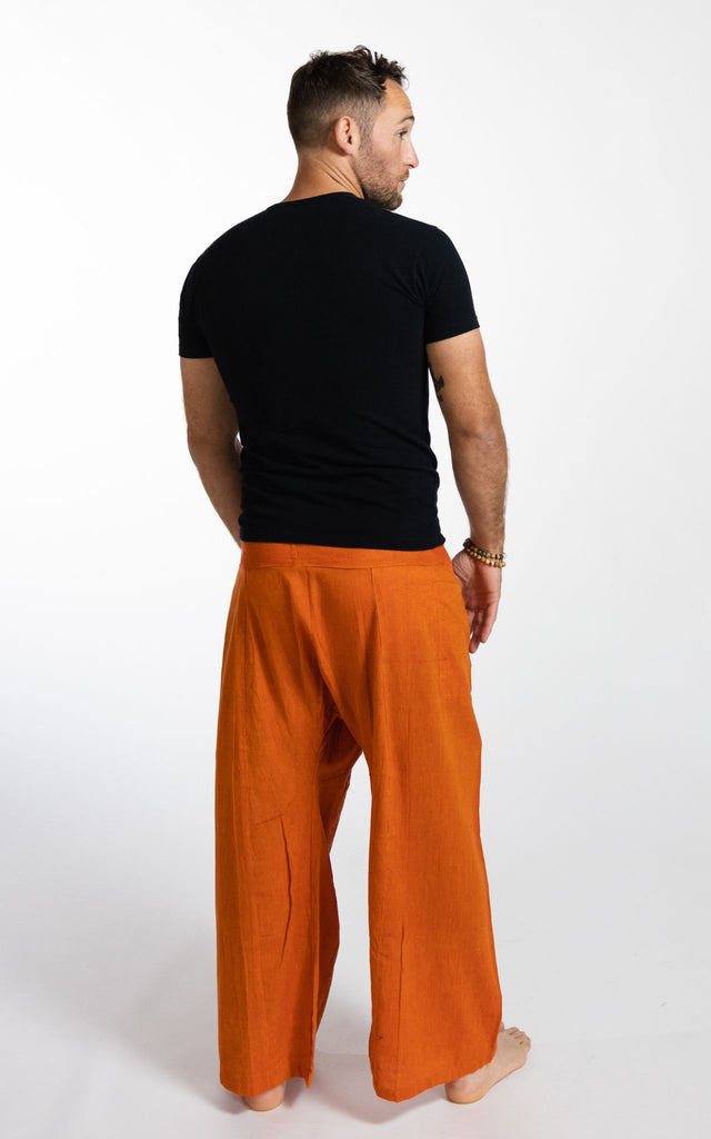 Surya Australia Cotton Fisherman Pants for men from Nepal - Orange