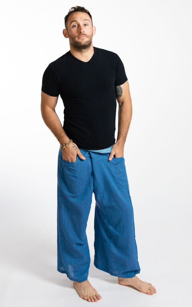 Surya Australia Cotton Thai Fisherman Pants from Nepal - Blue