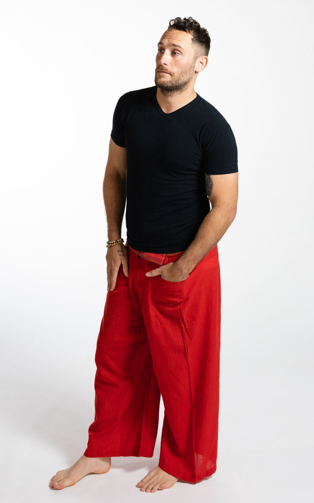 Surya Australia Cotton Thai Fisherman Pants from Nepal - Red