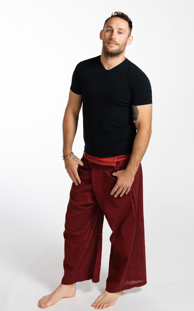 Surya Australia Cotton Fisherman Pants for men from Nepal - Maroon