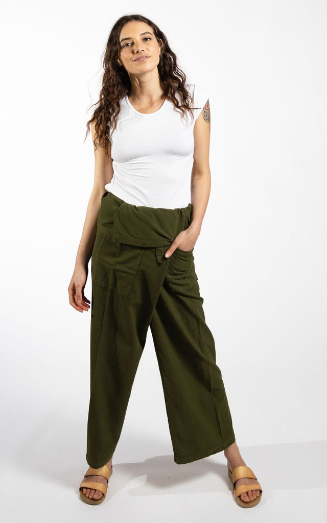 Surya Australia Cotton Thai Fisherman Pants made in Nepal - Green
