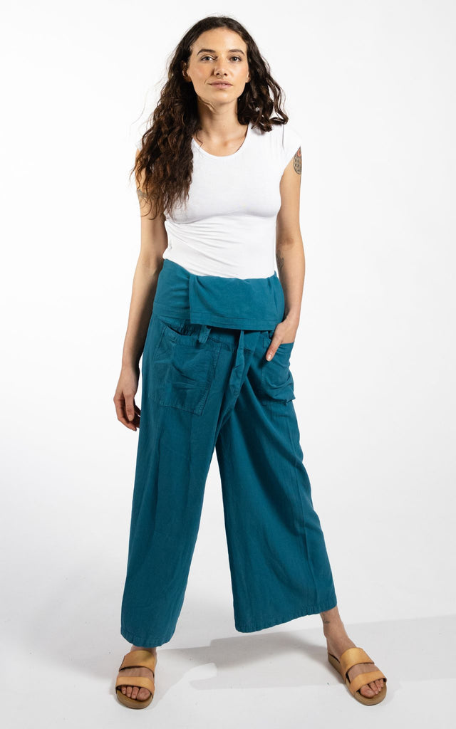Surya Australia Cotton Thai Fisherman Pants made in Nepal - Turquosie