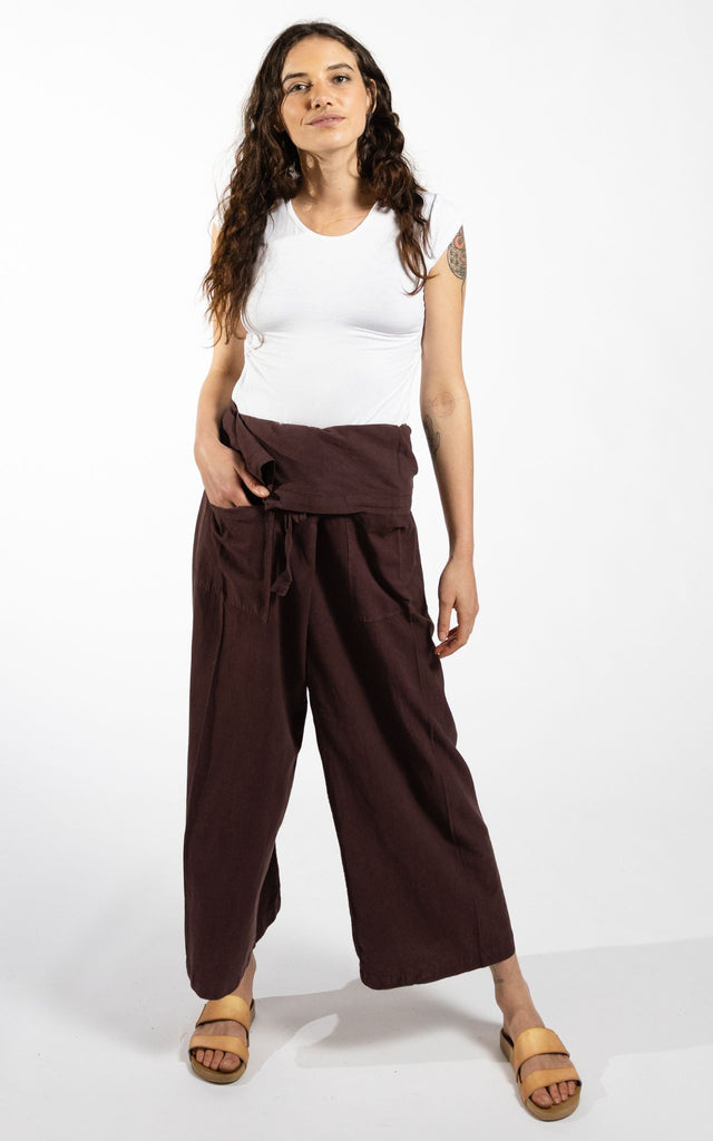 Surya Australia Cotton Thai Fisherman Pants made in Nepal - Chocolate