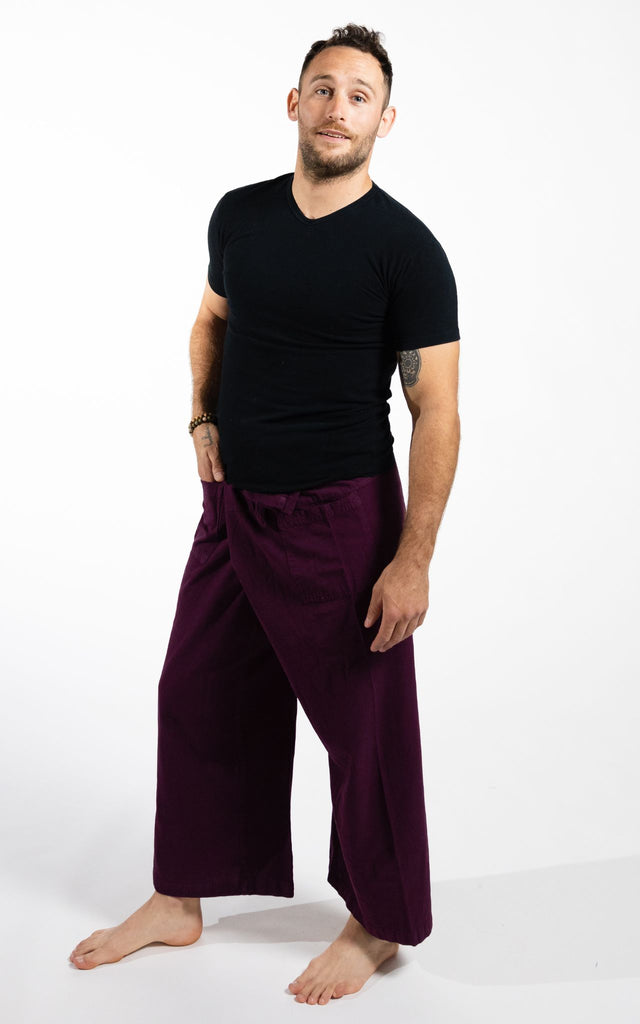 Surya Australia Eco Dyed Cotton Thai Fisherman Pants from Nepal - Wine 
