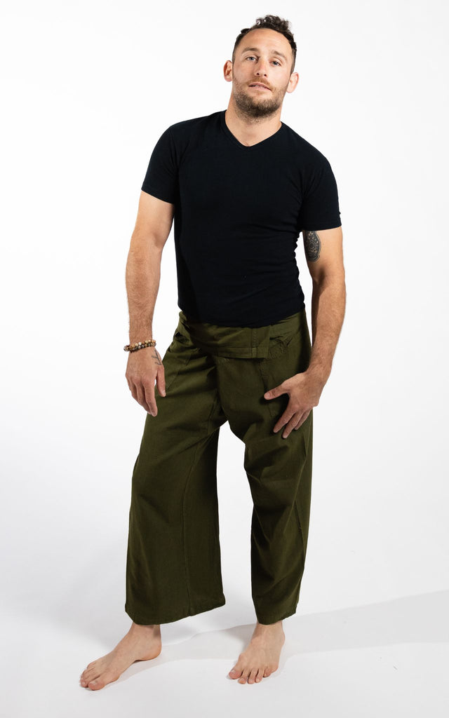Surya Australia Eco Dyed Cotton Thai Fisherman Pants from Nepal - Green