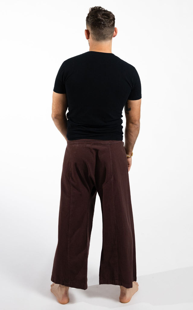 Surya Australia Eco Dyed Cotton Thai Fisherman Pants from Nepal - Chocolate