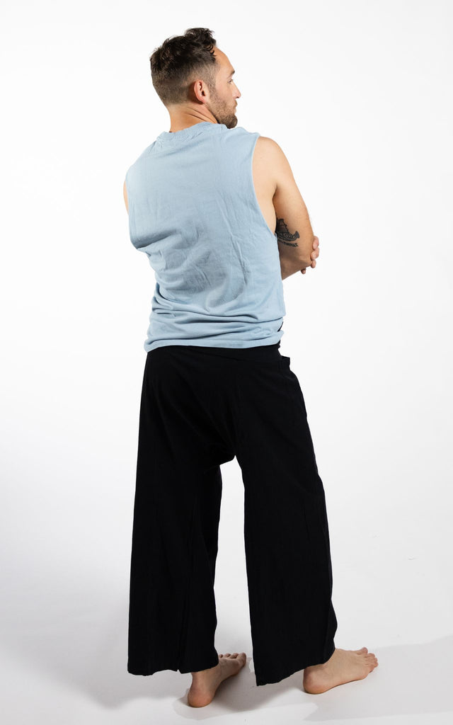 Surya Australia Eco Dyed Cotton Thai Fisherman Pants from Nepal - Black