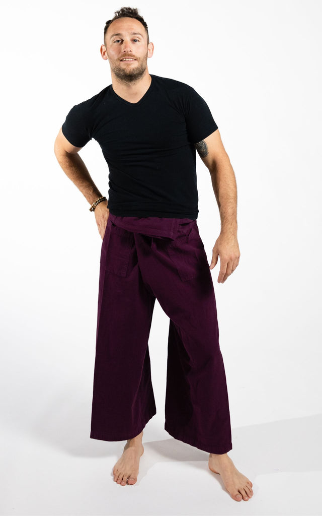 Surya Australia Eco Dyed Cotton Thai Fisherman Pants from Nepal - Wine 