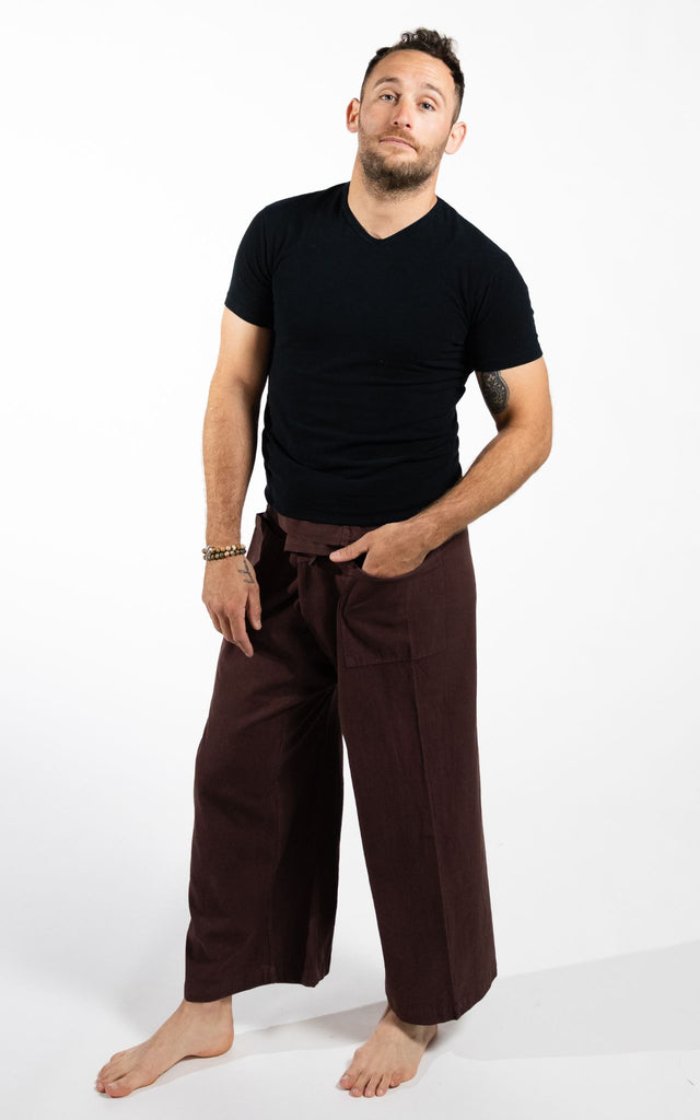 Surya Australia Eco Dyed Cotton Thai Fisherman Pants from Nepal - Chocolate