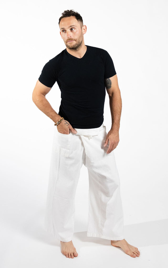 Surya Australia Eco Dyed Cotton Thai Fisherman Pants from Nepal - White