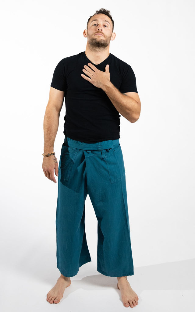 Surya Australia Eco Dyed Cotton Thai Fisherman Pants from Nepal - Turquoise