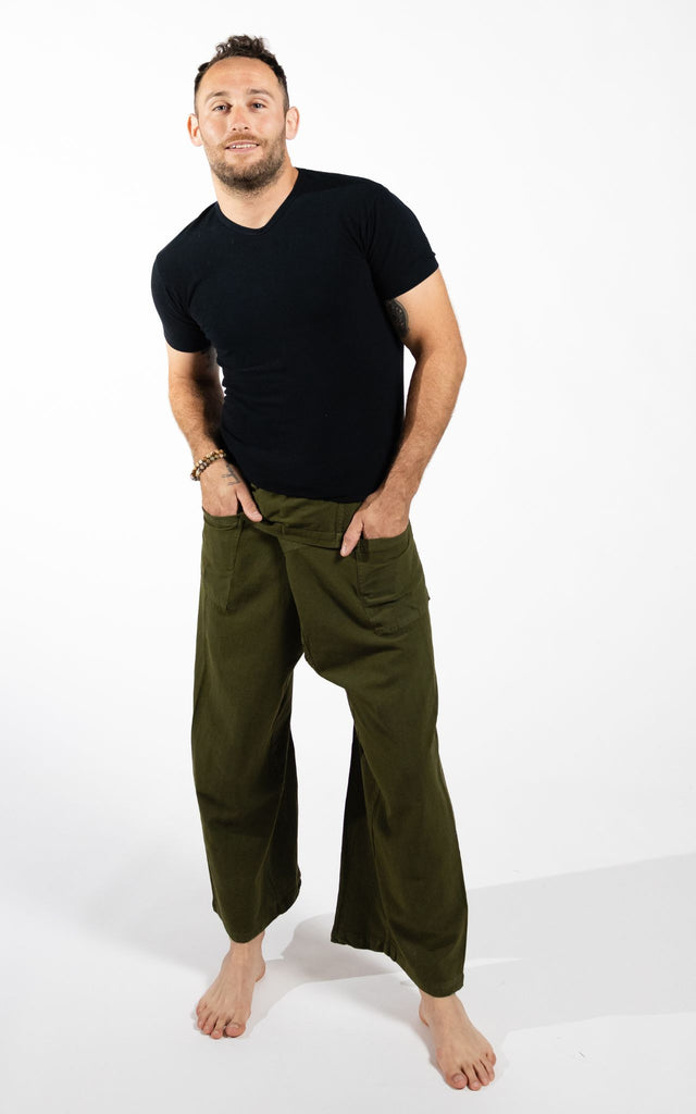 Surya Australia Eco Dyed Cotton Thai Fisherman Pants from Nepal - Green