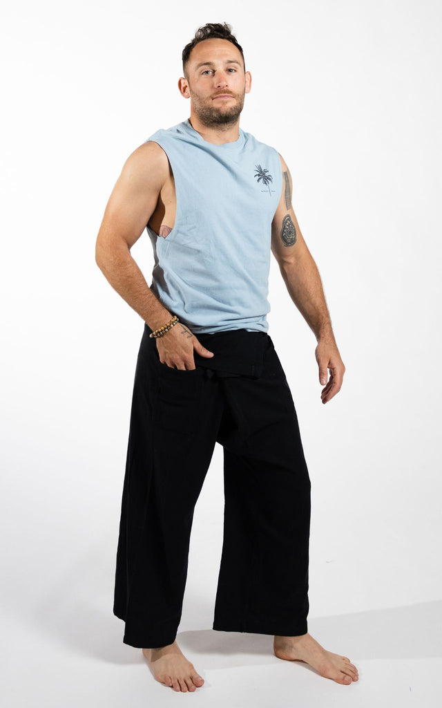 Surya Australia Eco Dyed Cotton Thai Fisherman Pants from Nepal - Black