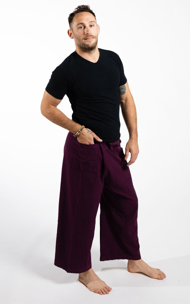 Surya Australia Eco Dyed Cotton Thai Fisherman Pants from Nepal - Wine 