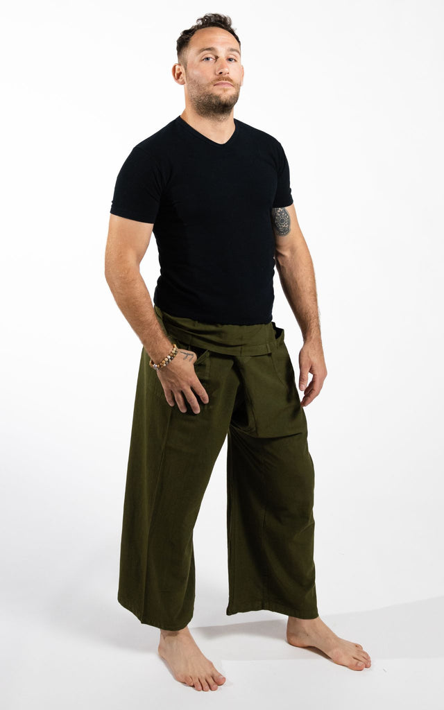 Surya Australia Eco Dyed Cotton Thai Fisherman Pants from Nepal - Green