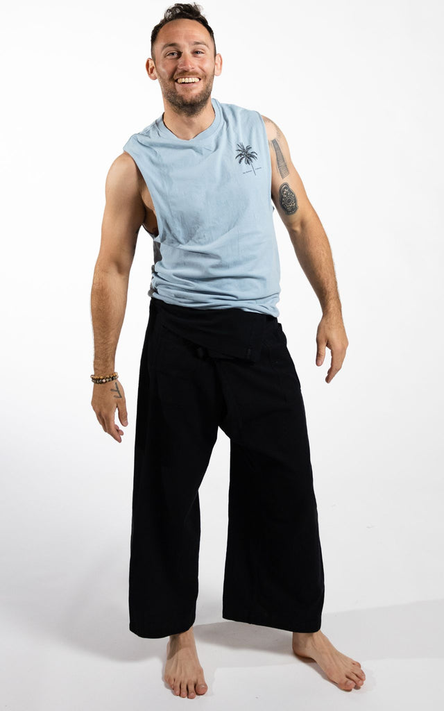 Surya Australia Eco Dyed Cotton Thai Fisherman Pants from Nepal - Black