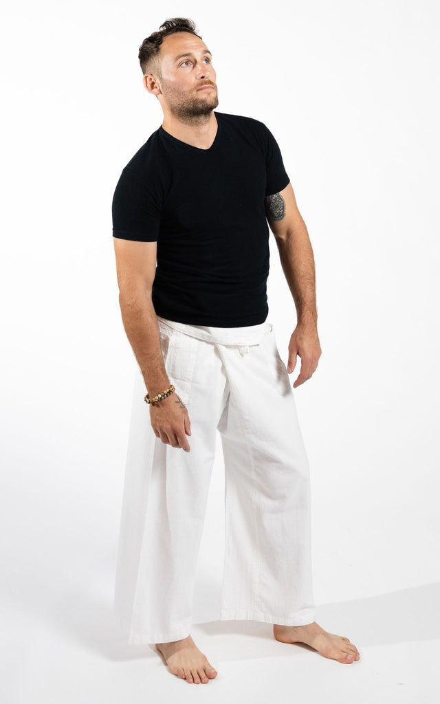 Surya Australia Eco Dyed Cotton Thai Fisherman Pants from Nepal - White