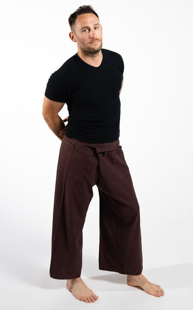 Surya Australia Eco Dyed Cotton Thai Fisherman Pants from Nepal - Chocolate
