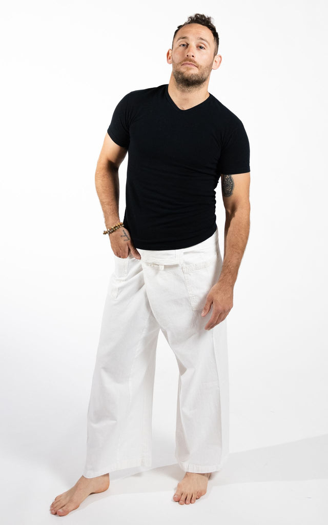 Surya Australia Eco Dyed Cotton Thai Fisherman Pants from Nepal - White