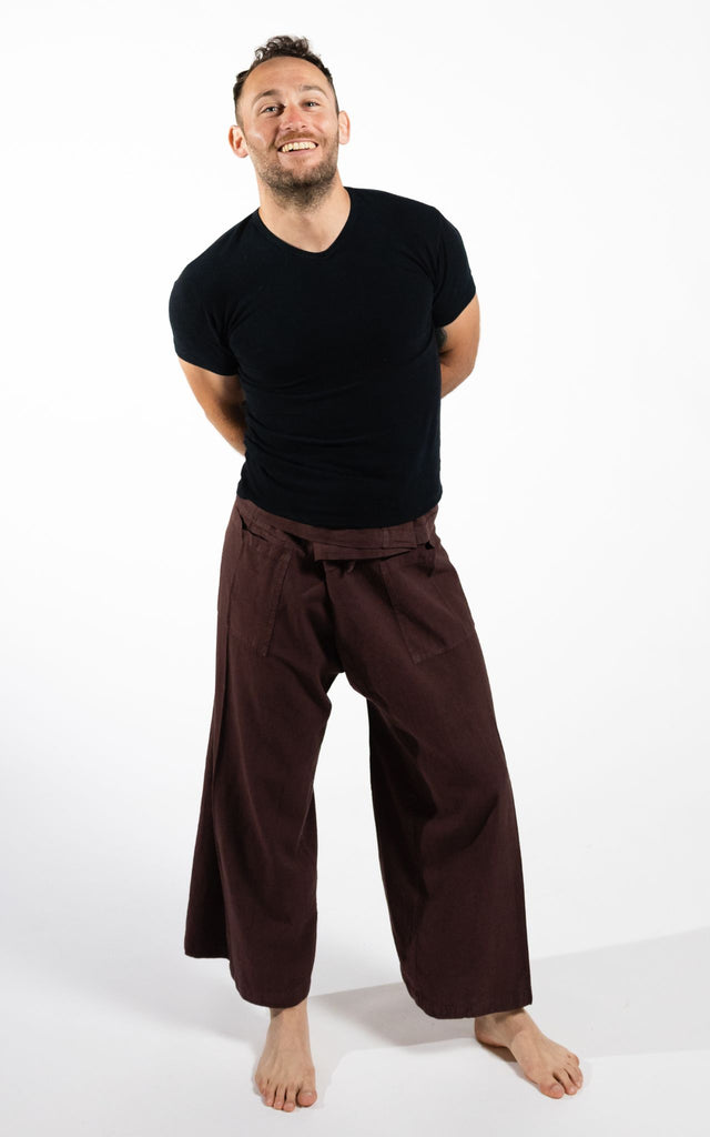Surya Australia Eco Dyed Cotton Thai Fisherman Pants from Nepal - Chocolate