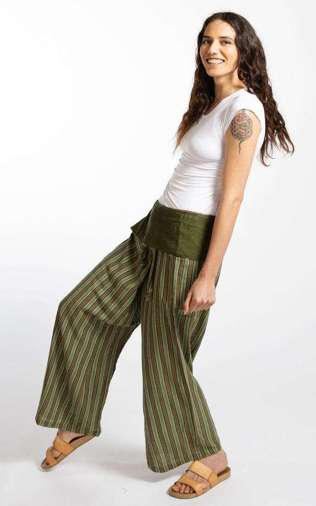 Surya Australia Ethical Cotton Thai Fisherman Pants - Striped Green