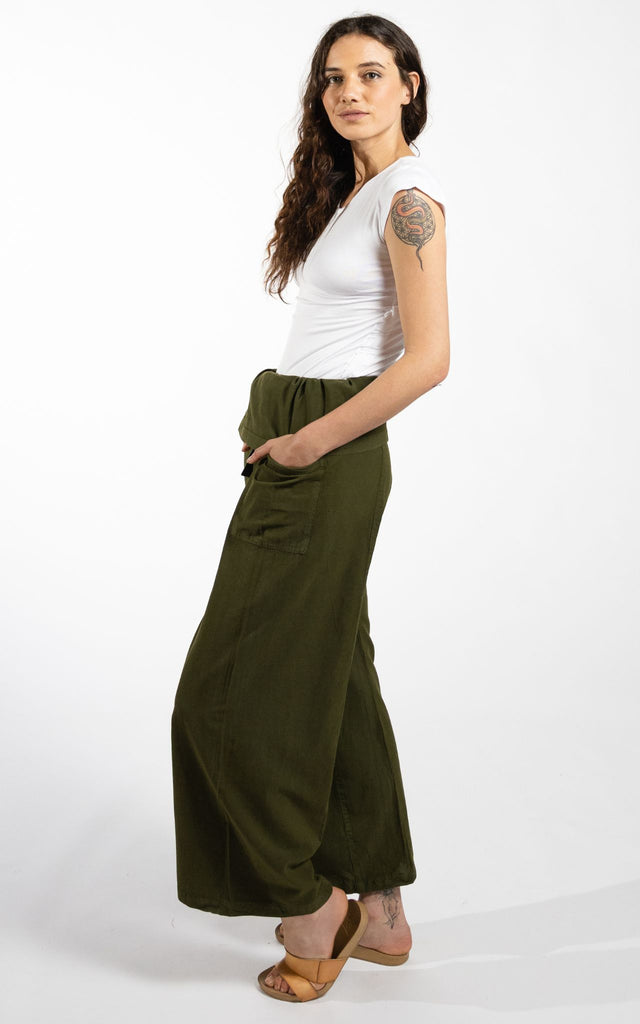 Surya Australia Cotton Thai Fisherman Pants made in Nepal - Green