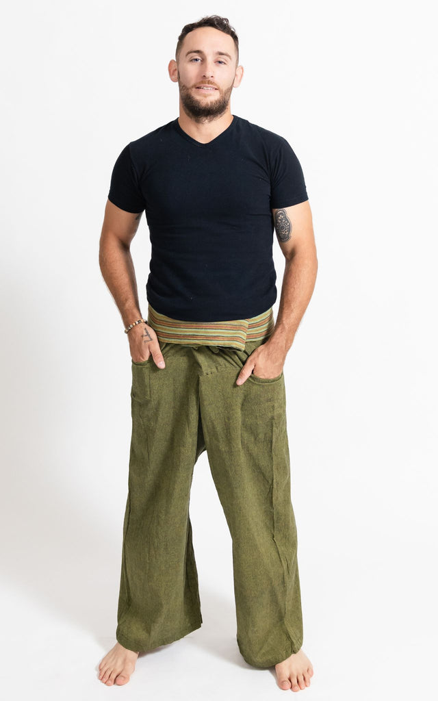 Surya Australia Cotton Thai Fisherman Pants from Nepal - Green