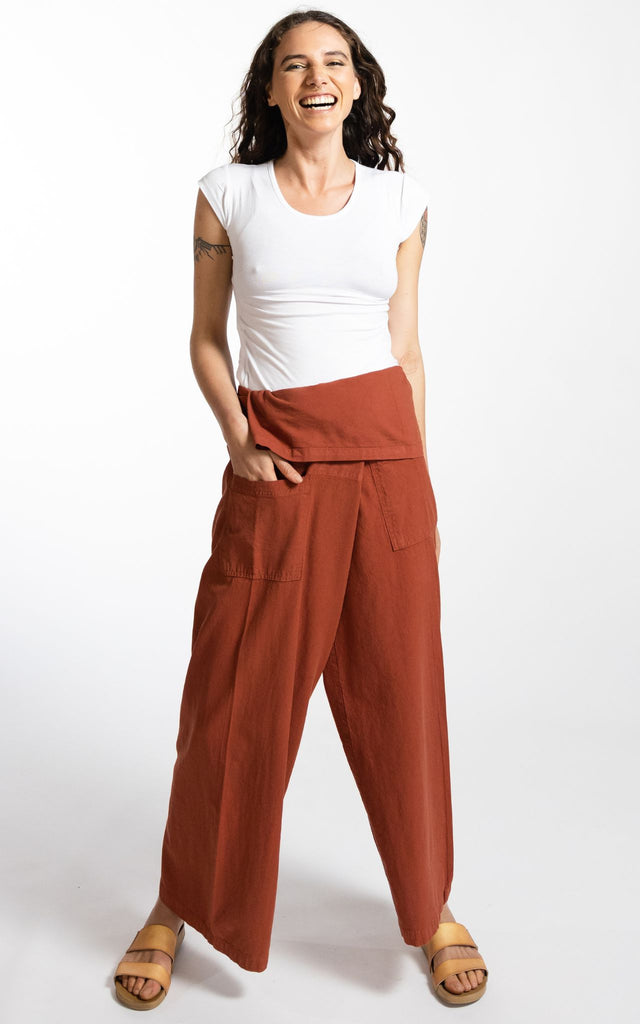 Surya Australia Cotton Thai Fisherman Pants made in Nepal - Rust