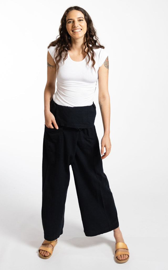 Surya Australia Cotton Thai Fisherman Pants made in Nepal - Black