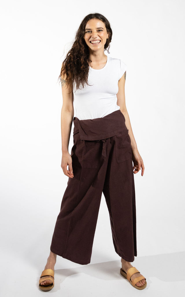 Surya Australia Cotton Thai Fisherman Pants made in Nepal - Chocolate