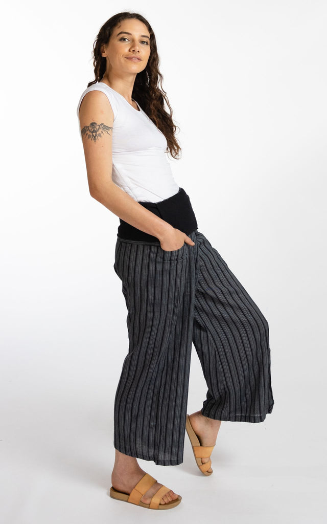 Surya Australia Ethical Cotton Thai Fisherman Pants - Striped Black