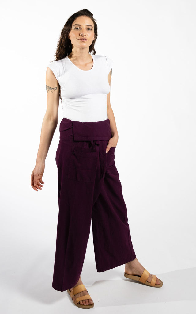 Surya Australia Cotton Thai Fisherman Pants made in Nepal - Wine