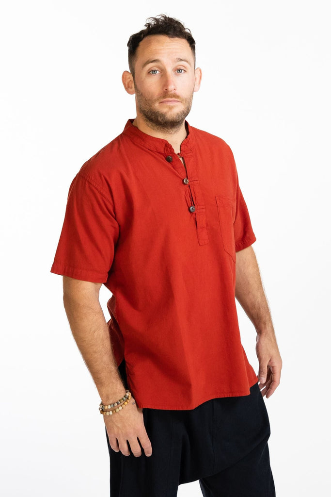 Surya Australia Ethical Cotton 'Pablo' Shirt made in Nepal - Rust 
