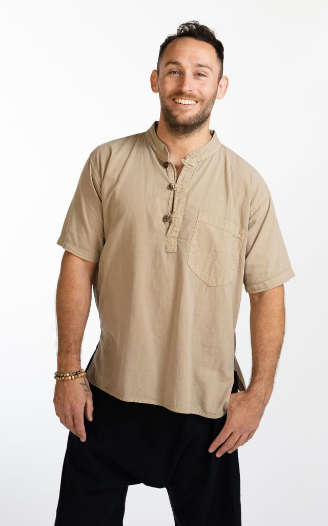 Surya Australia Ethical Cotton 'Pablo' Shirt made in Nepal - Sand