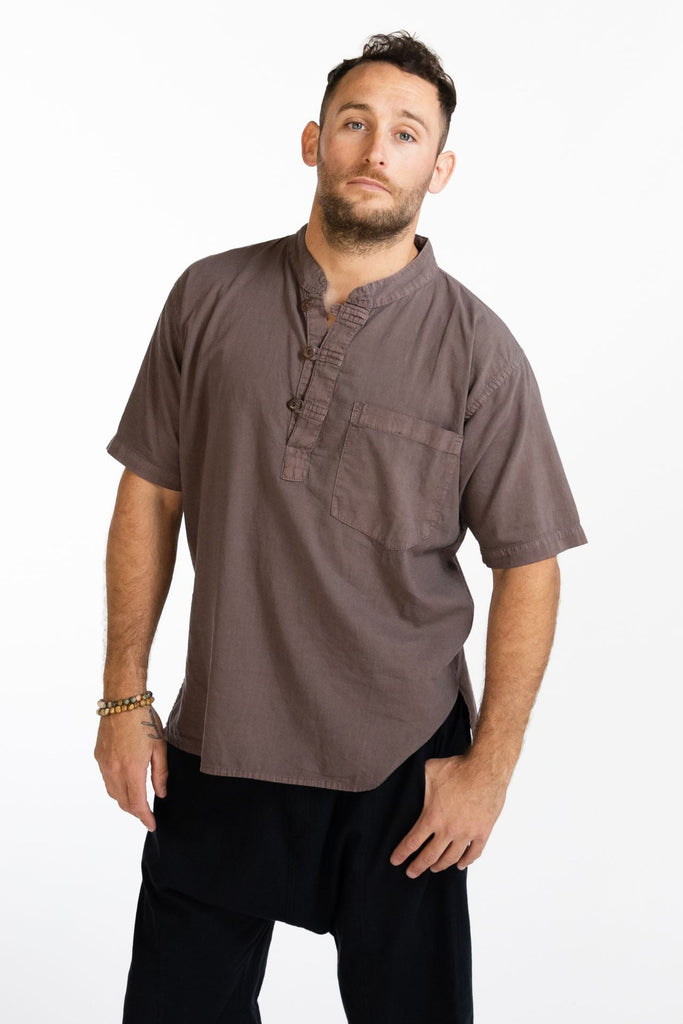 Surya Australia Ethical Cotton 'Pablo' Shirt made in Nepal - Taupe