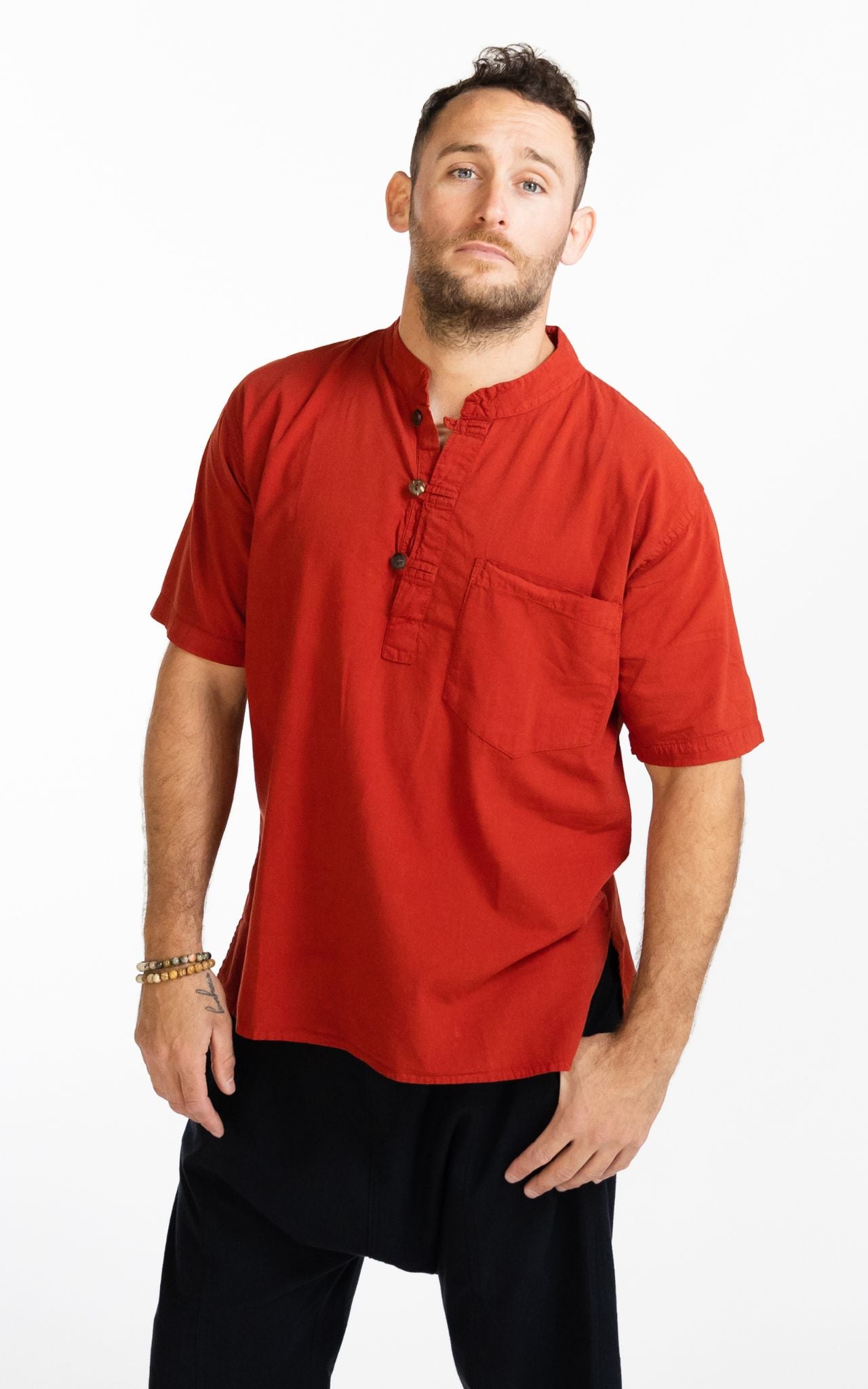 Surya Australia Ethical Cotton 'Pablo' Shirt made in Nepal - Rust 