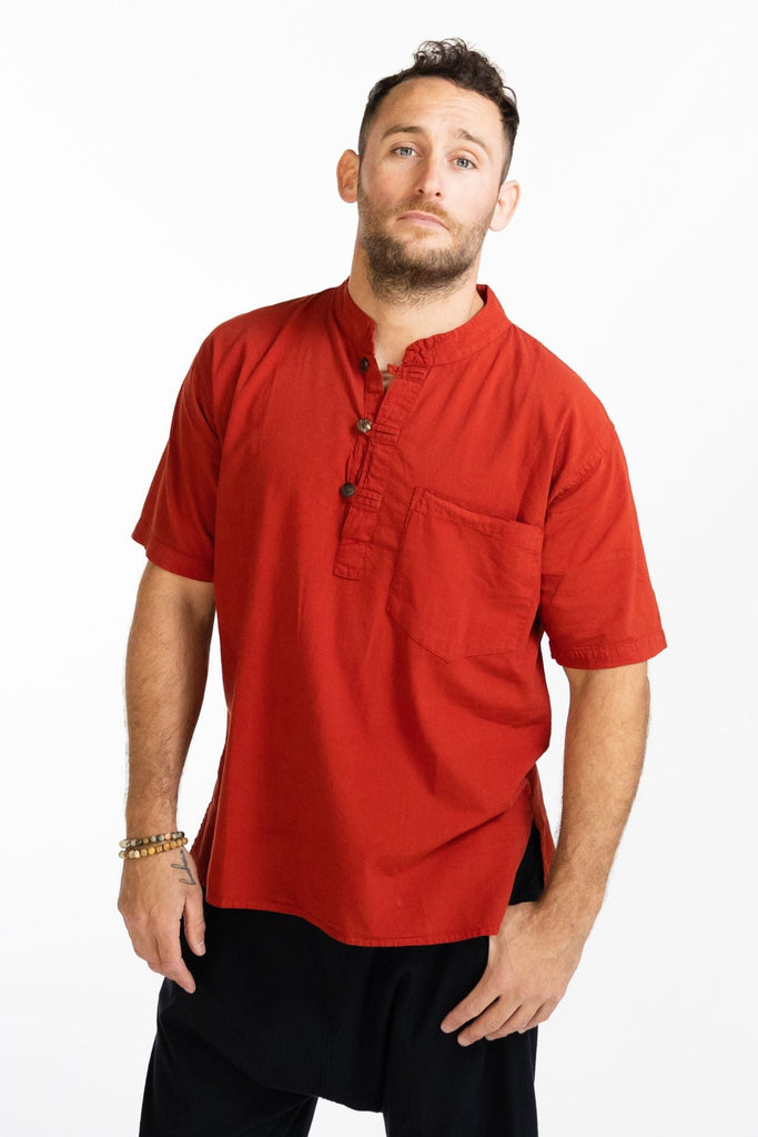 Surya Australia Ethical Cotton 'Pablo' Shirt made in Nepal - Rust 