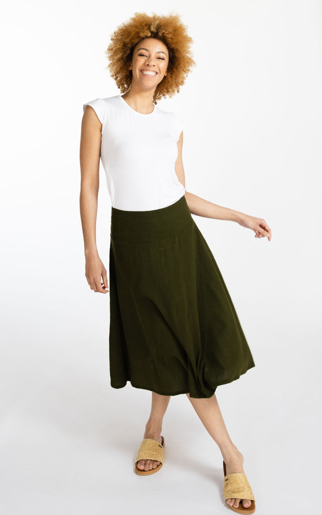Surya Australia Ethical 'Rosa' Skirt made in Nepal - Tree Green