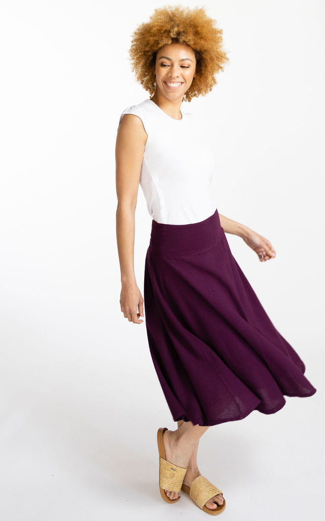 Surya Australia Ethical 'Rosa' Skirt made in Nepal - Wine