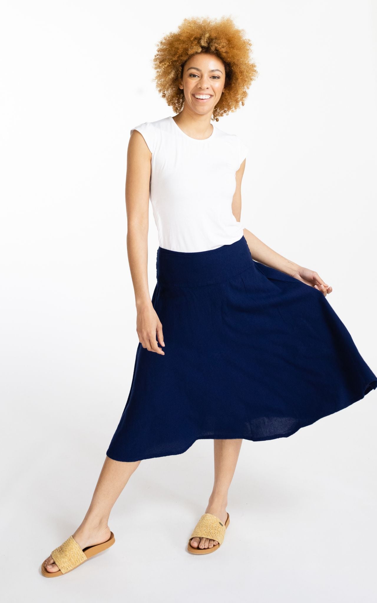 Surya Australia Ethical 'Rosa' Skirt made in Nepal - Dark Blue