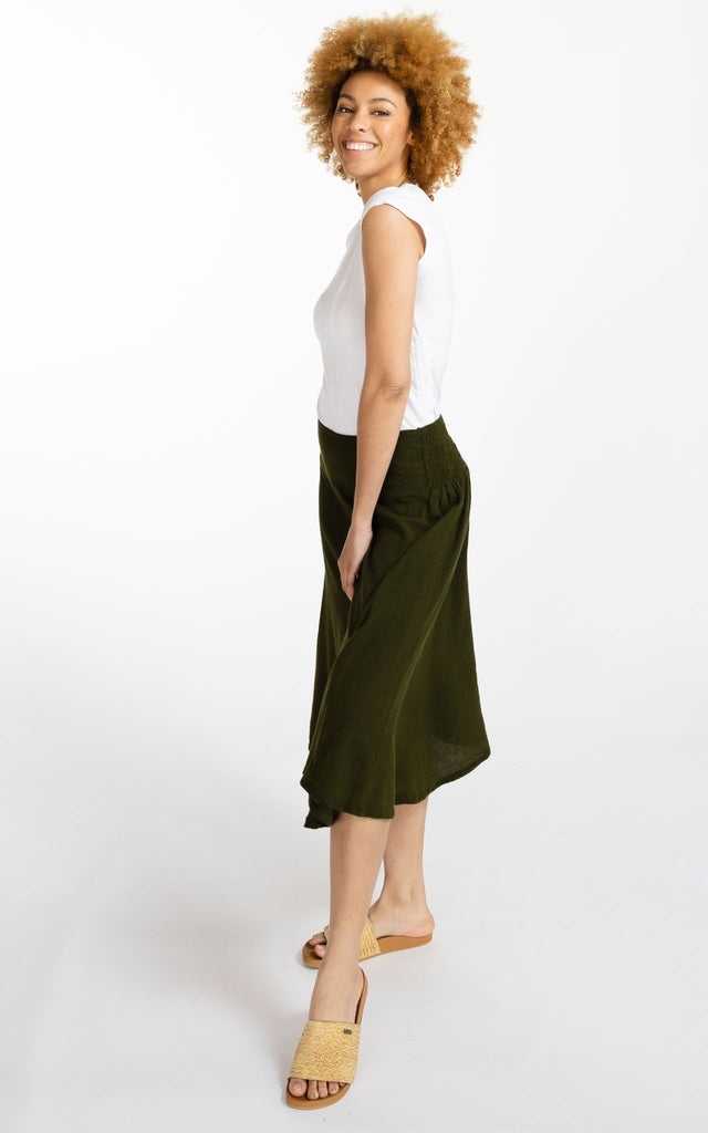 Surya Australia Ethical 'Rosa' Skirt made in Nepal - Tree Green