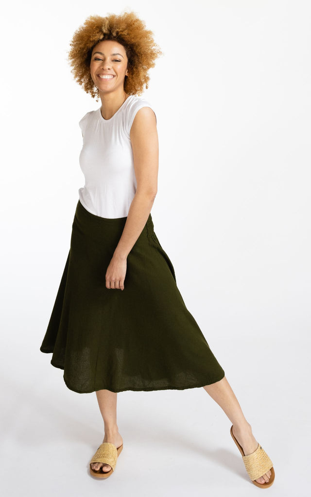 Surya Australia Ethical 'Rosa' Skirt made in Nepal - Tree Green